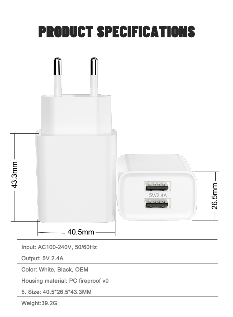 Зарядное устройство IBD 12W 2.4A USB