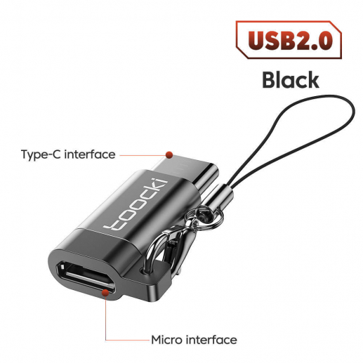 Адаптер переходник Toocki Micro USB - Type-C с ремешком