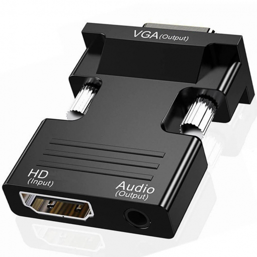 HDMI to VGA socket/plug adapter with 3.5 mm audio output