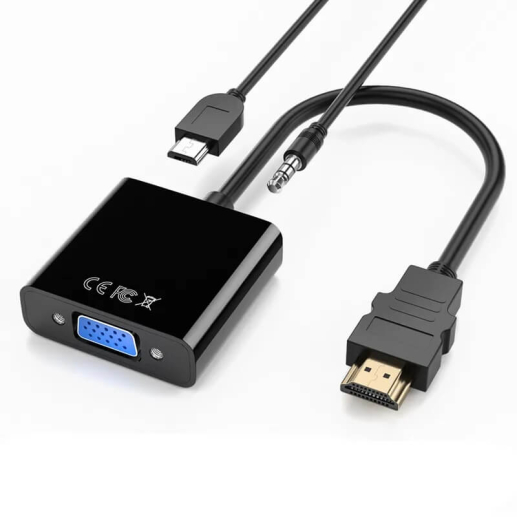 HDMI to VGA F/M adapter with 3.5 mm audio output and power