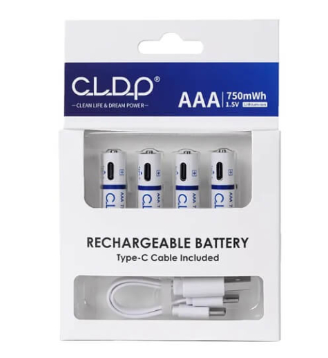Battery Li-Ion AAA 1.5V 750mWh Type-C USB CLDP 4 pcs