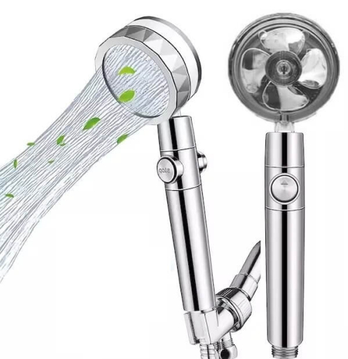 Turbo shower head with chrome fan Chrome