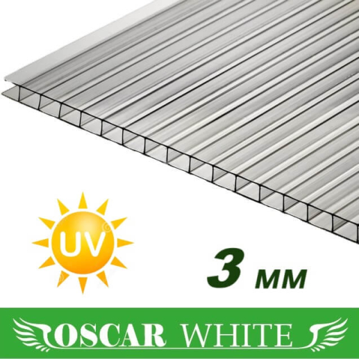 Стільниковий полікарбонат Oscar White 2100х6000х3 мм