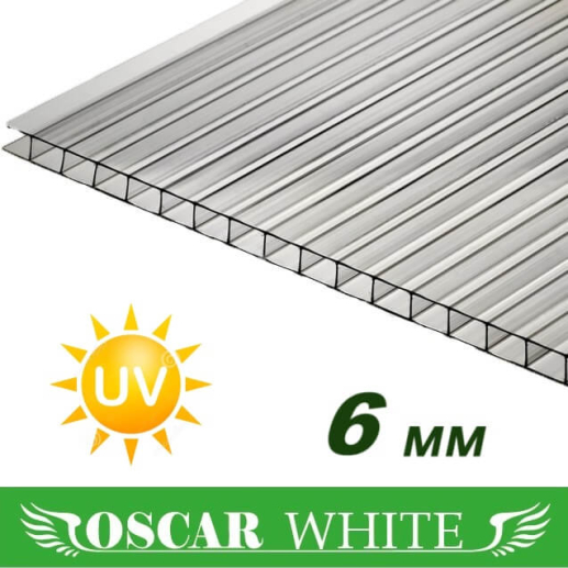 Стільниковий полікарбонат Oscar White 2100х6000х6 мм