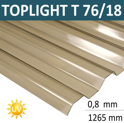 Profiled polycarbonate Toplight T76/18 1265x6000x0.8 mm
