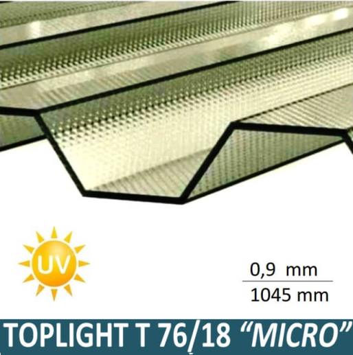 Профільований полікарбонат Toplight T76/18 Призма 1045х3000х0,9 мм