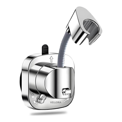 Flexible shower holder VELLORA with vacuum suction cup, with hook, no drilling