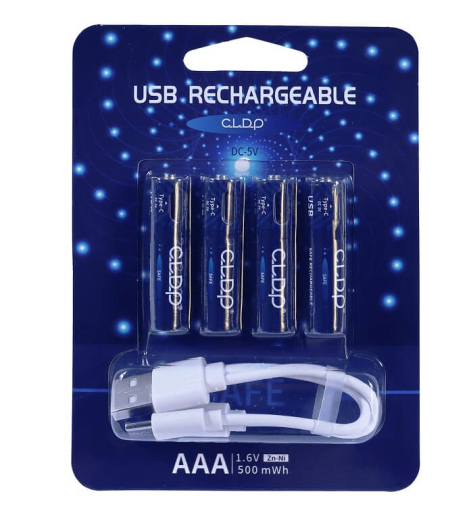 Акумуляторна батарейка AAA CLDP Ni-Zn 1.6V 500mWh Type-C USB 4 шт